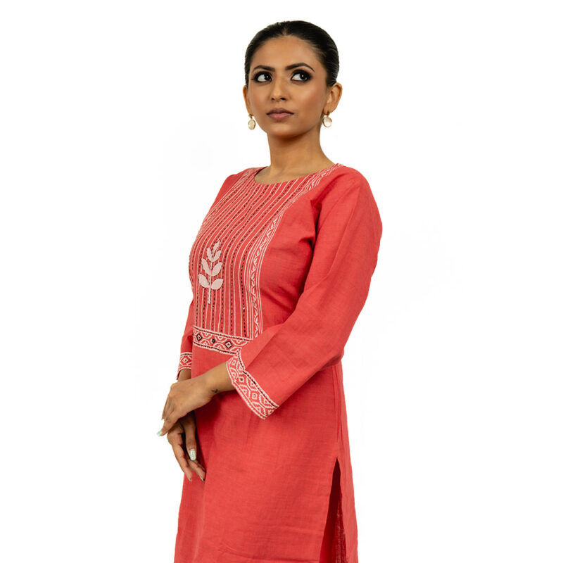 Coral Shade Kurta Set in Pure Cotton Flex Fabric – Elegant & Comfortable