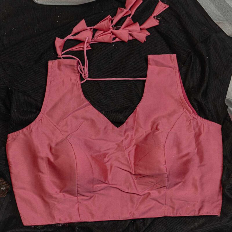 Solid Pink Plain Ready-Made Blouse